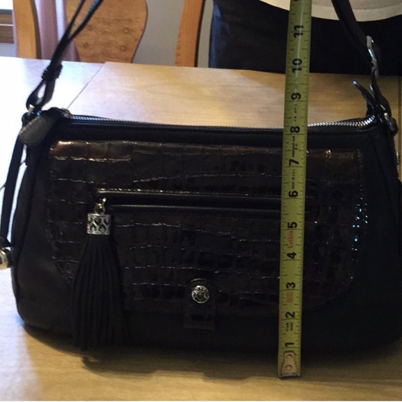 Gorgeous BRIGHTON BAG. Black w/Brown Patent Croc - Picture 3 of 6